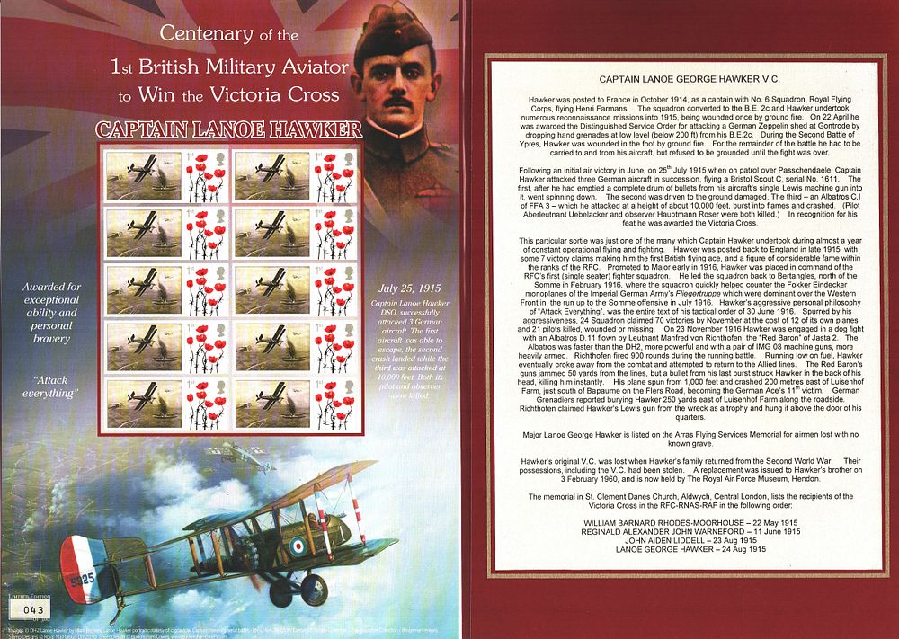 Lot 692: Captain Lanoe George Hawker V.C. 1st British Military...