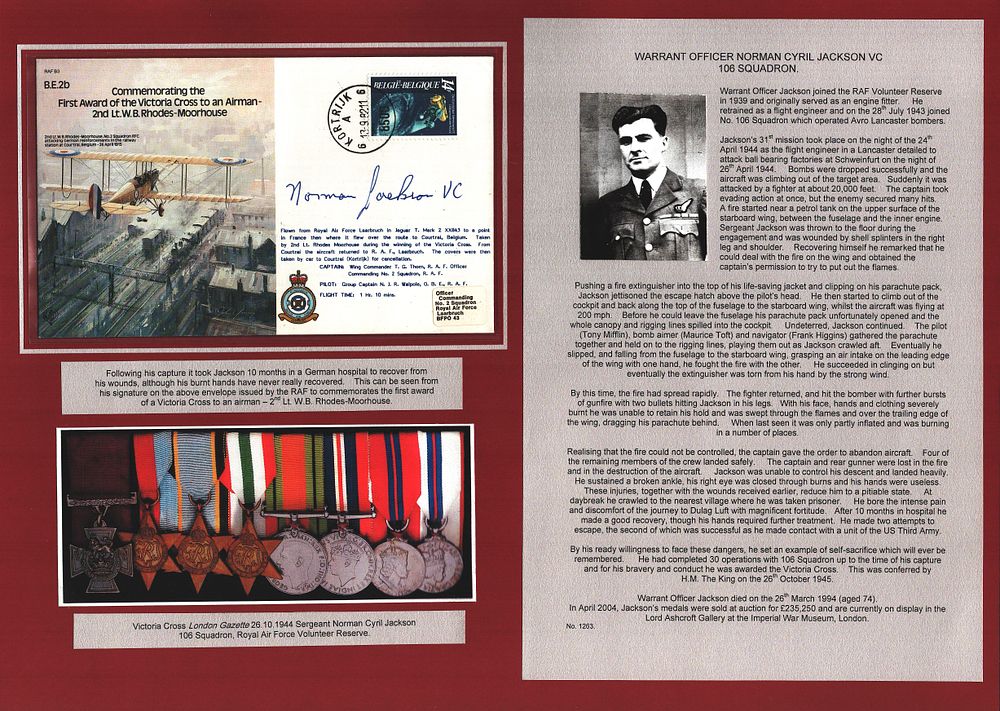 Lot 694: WW II W/O Norman Cyril Jackson VC mounted...