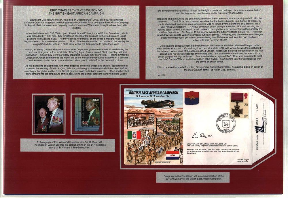 Lot 698: Lt Col Eric Charles Twelves Wilson VC mounted...