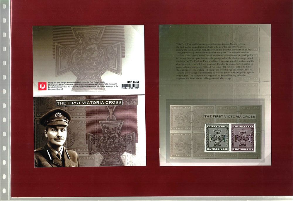 Lot 702: The First Victoria Cross mounted stamp sheet displays...