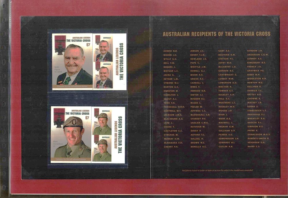 Lot 706: Australian Recipients of the Victoria Cross mounted stamp...