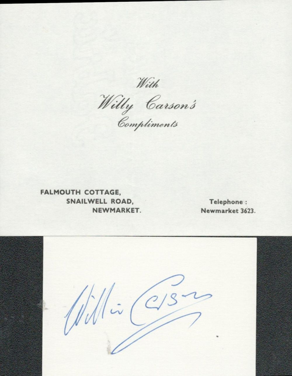 Lot 427: Horse Racing, Willie Carson signed white card and...