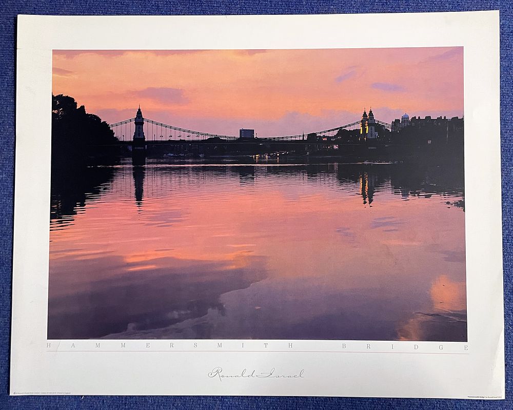 Lot 750: Ronald Israel 28x22 Colour Print Titled 'Hammersmith Bridge'.