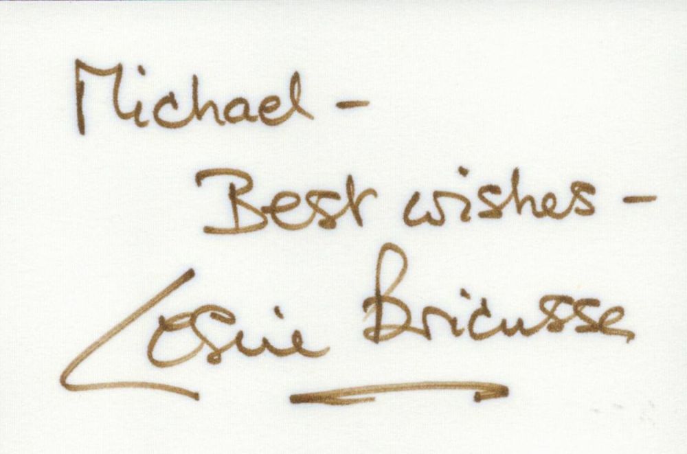 Lot 429: Composer, Leslie Bricusse signed white card, dedicated to...