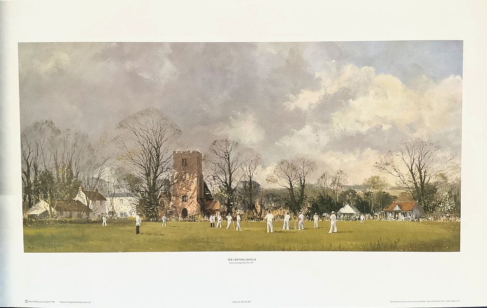 Lot 784: Cricket print 28x17 inch titled The Opening Match...