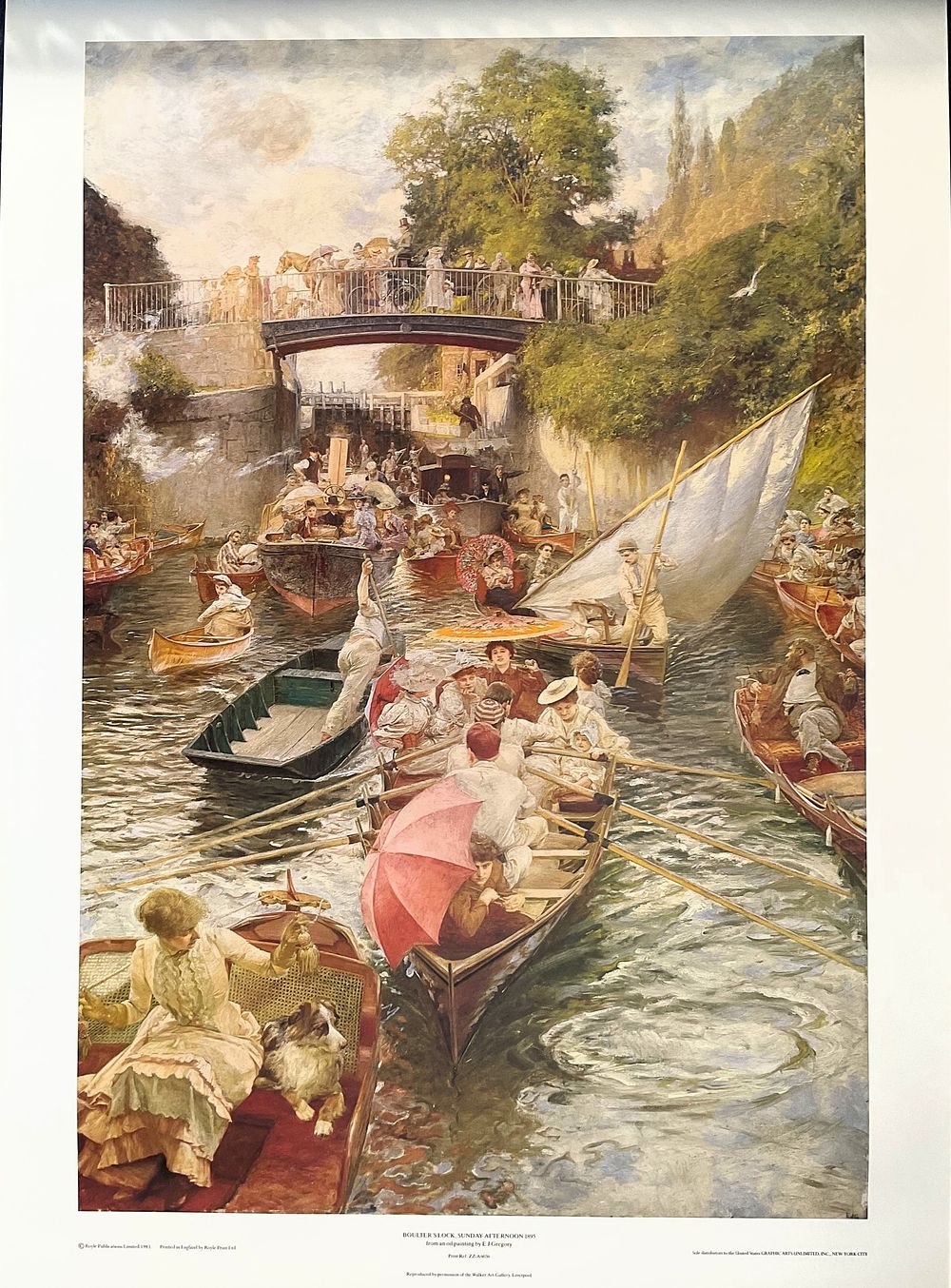 Lot 789: Boulters Lock, Sunday Afternoon 1895 34x23 inch colour...