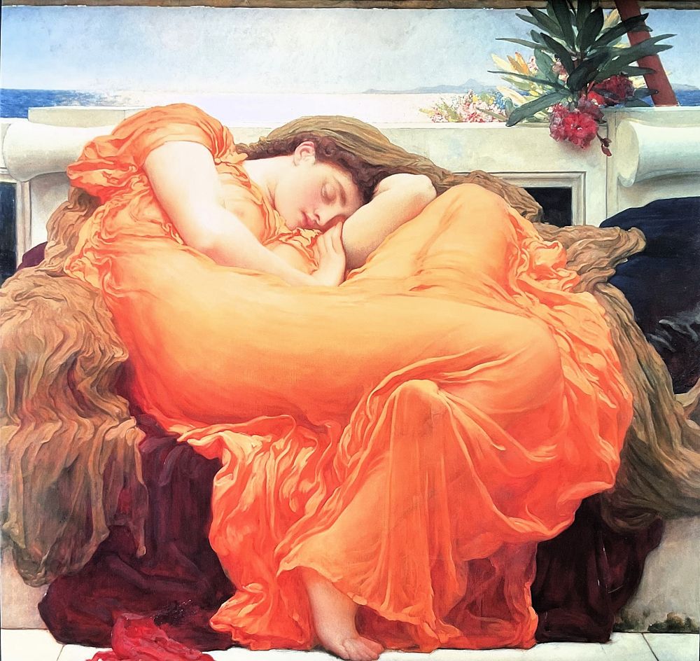Lot 790: Flaming June 24x24 inch colour print by the...