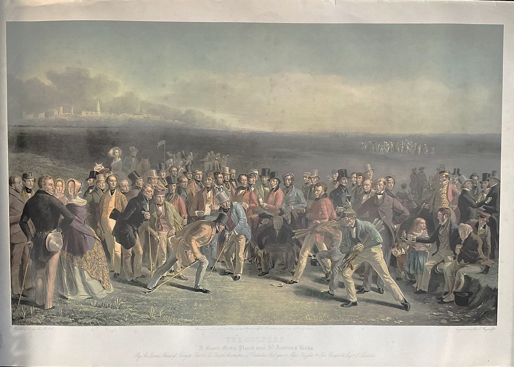 Lot 792: Golf print 37x26 inch titled The Golfers A...