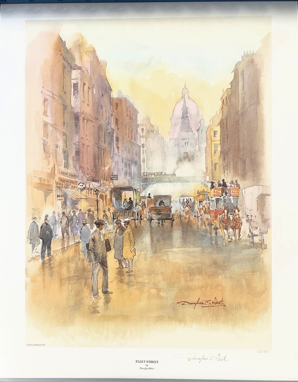 Lot 803: Fleet Street 19x15 inch colour print signed in...