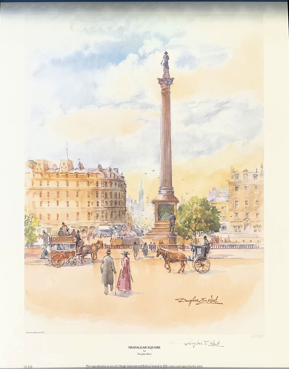 Lot 804: Trafalgar Square 19x15 inch colour print signed in...