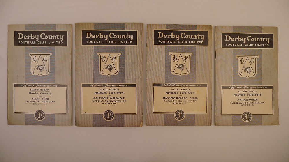 Lot 166: 4 x Derby County 1959 football programmes, Vs...