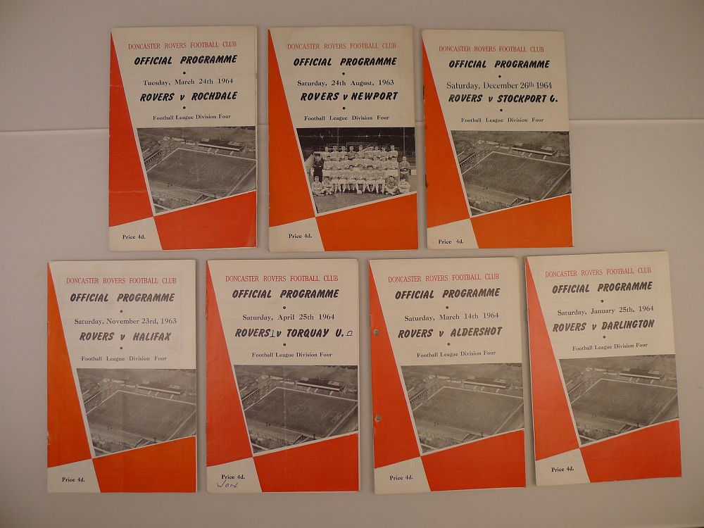 Lot 169: 7 x Doncaster Rovers 1963-64 football programmes, Vs...