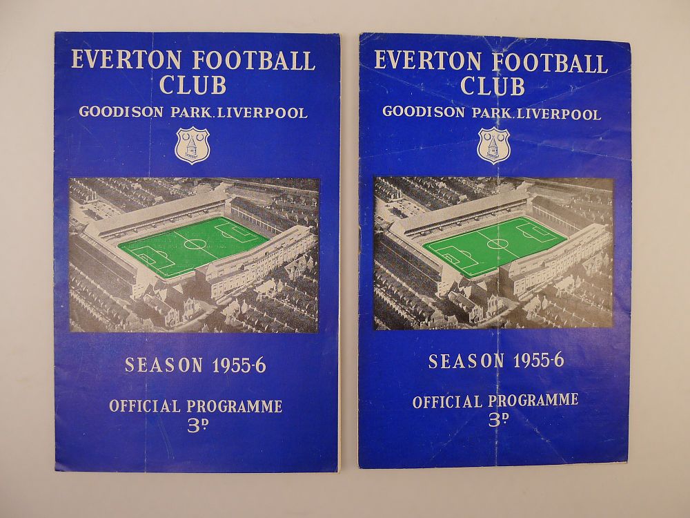 Lot 171: 2 x Everton 1955-56 Season football programmes, Vs...