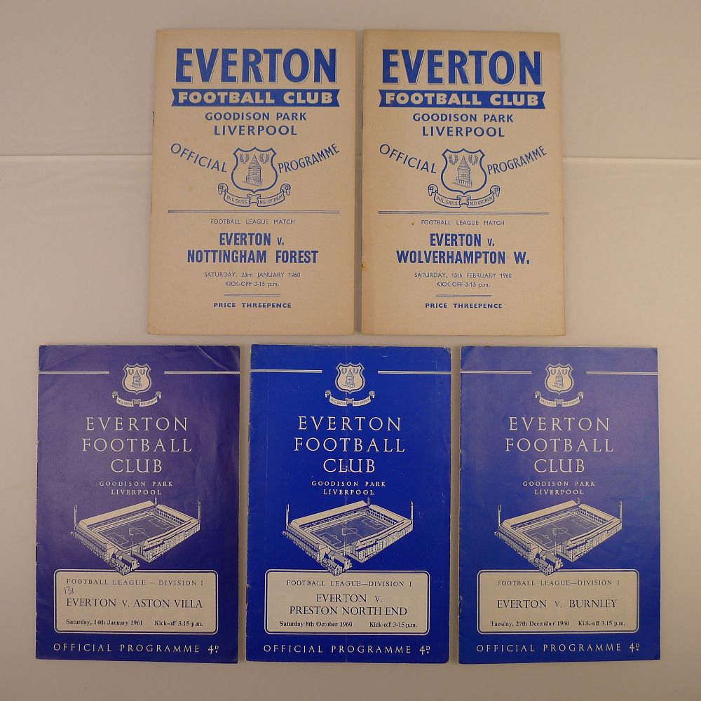 Lot 174: 5 x Everton 1960-61 football programmes, Vs Burnley...