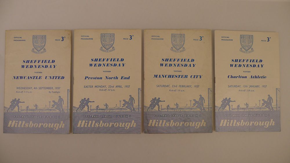 Lot 178: 4 x Sheffield Wednesday 1957 football programmes, Vs...