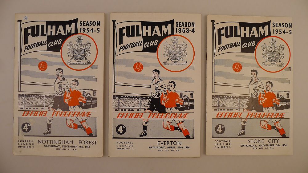 Lot 183: 3 x Fulham 1954 football programmes, Vs Everton...