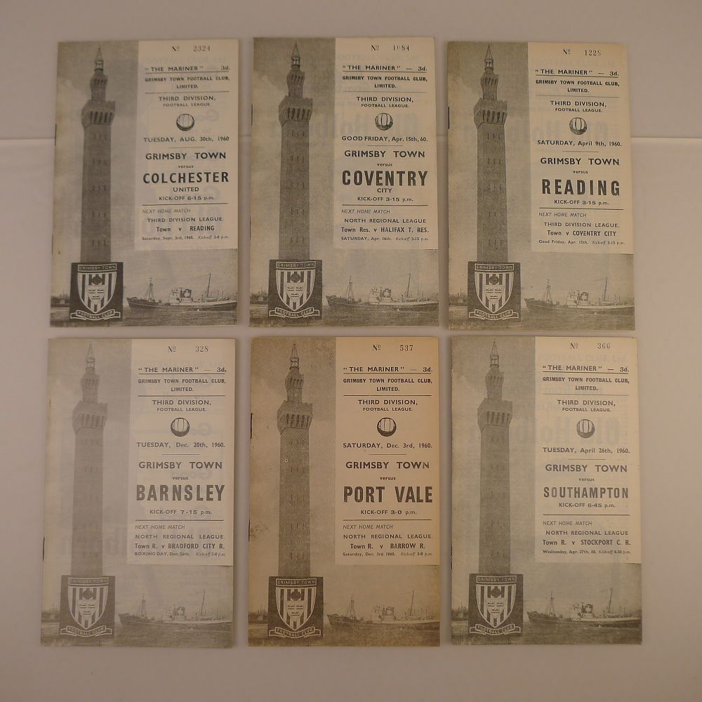 Lot 187: 6 x Grimsby Town 1960 football programmes, Vs...