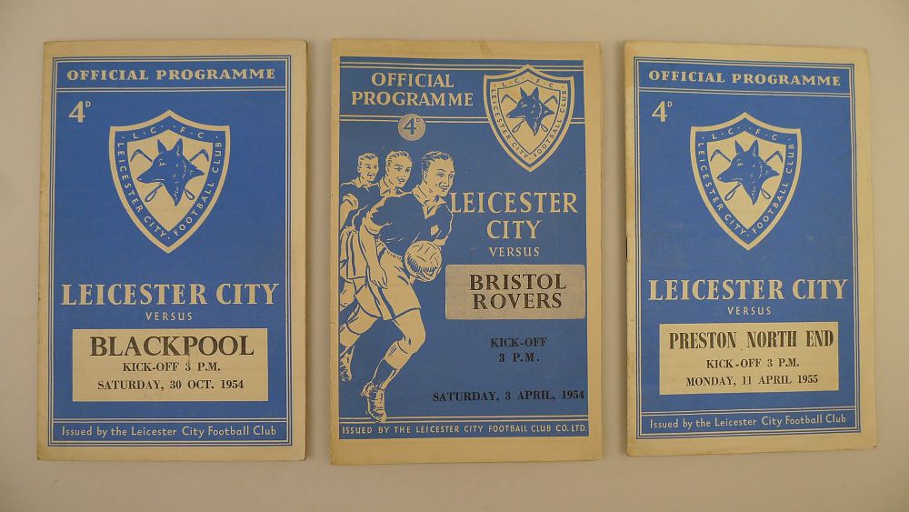 Lot 196: 3 x Leicester City 1954-55 football programmes, Vs...