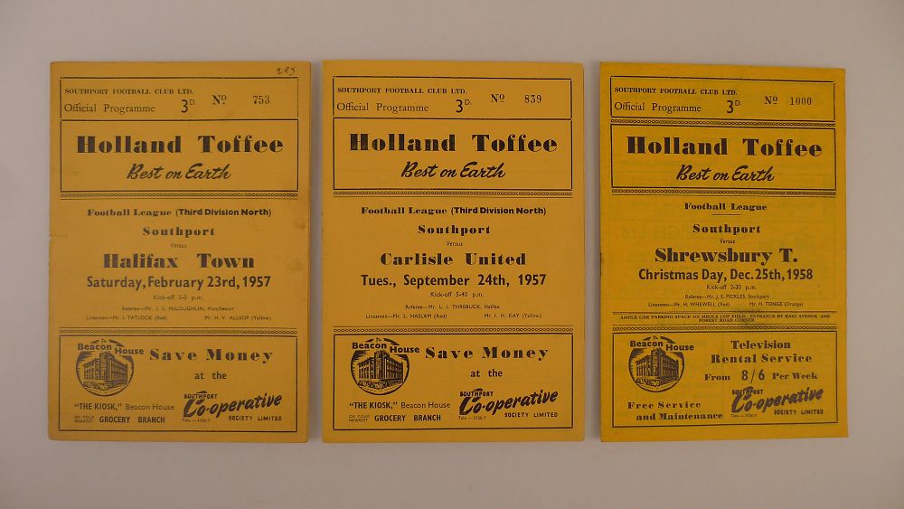 Lot 199: 3 x Southport 1957-58 football programmes, Vs Carlisle...