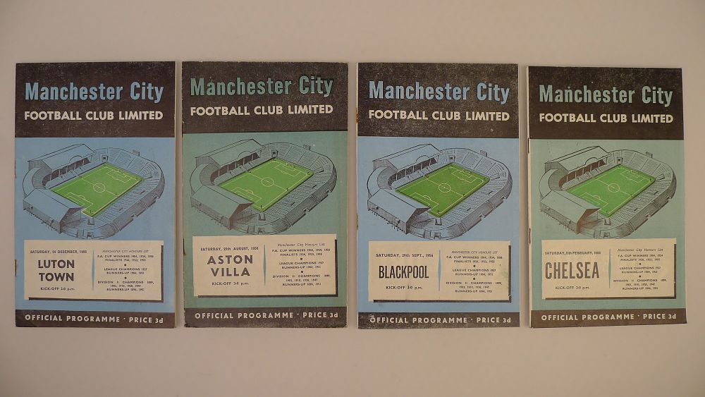 Lot 213: 4 x Manchester City 1956 football programmes, Vs...