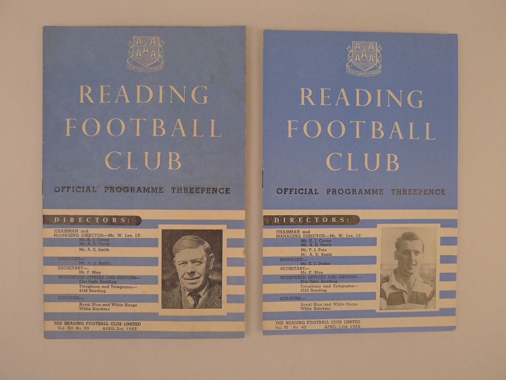 Lot 221: 2 x Reading 1952-53 football programmes, Vs Southend...