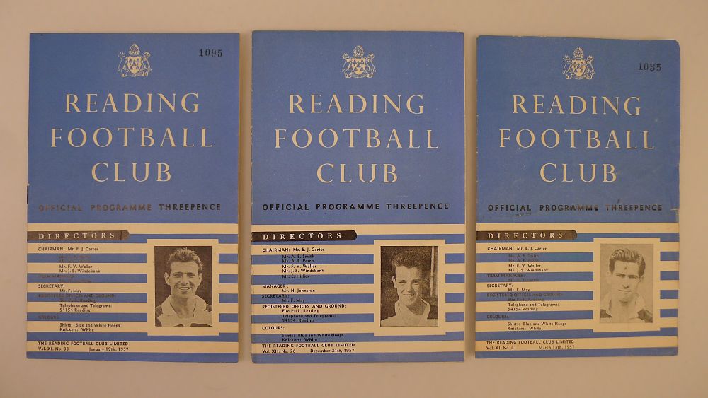 Lot 223: 3 x Reading 1957 football programmes, Vs Colchester...