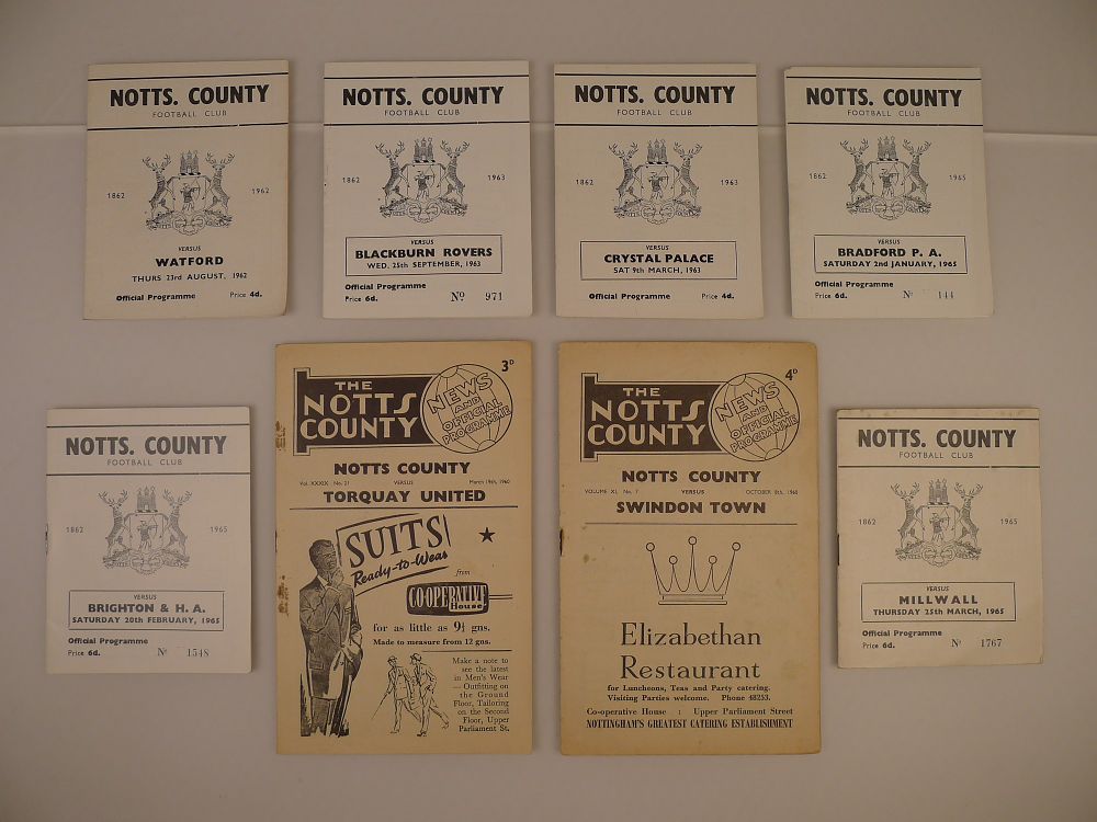 Lot 226: 8 x Notts County various 1960s football programmes,...
