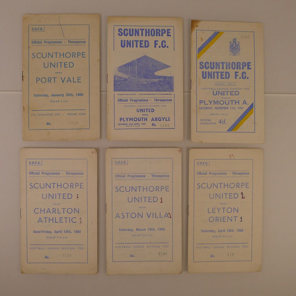 Lot 229: 6 x Scunthorpe 1960-61 football programmes, Vs Charlton...