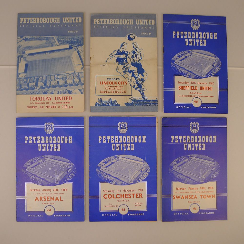 Lot 235: 6 x Peterborough United various FA cup football...