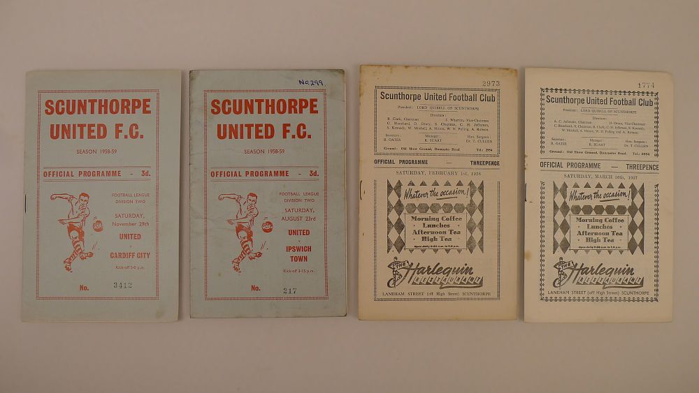 Lot 241: 4 x Scunthorpe 1957-58 football programmes, Vs Stockport...