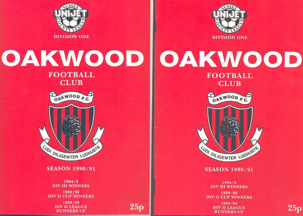 Lot 251: 2x Oakwood football club division 1 season 1990/91...