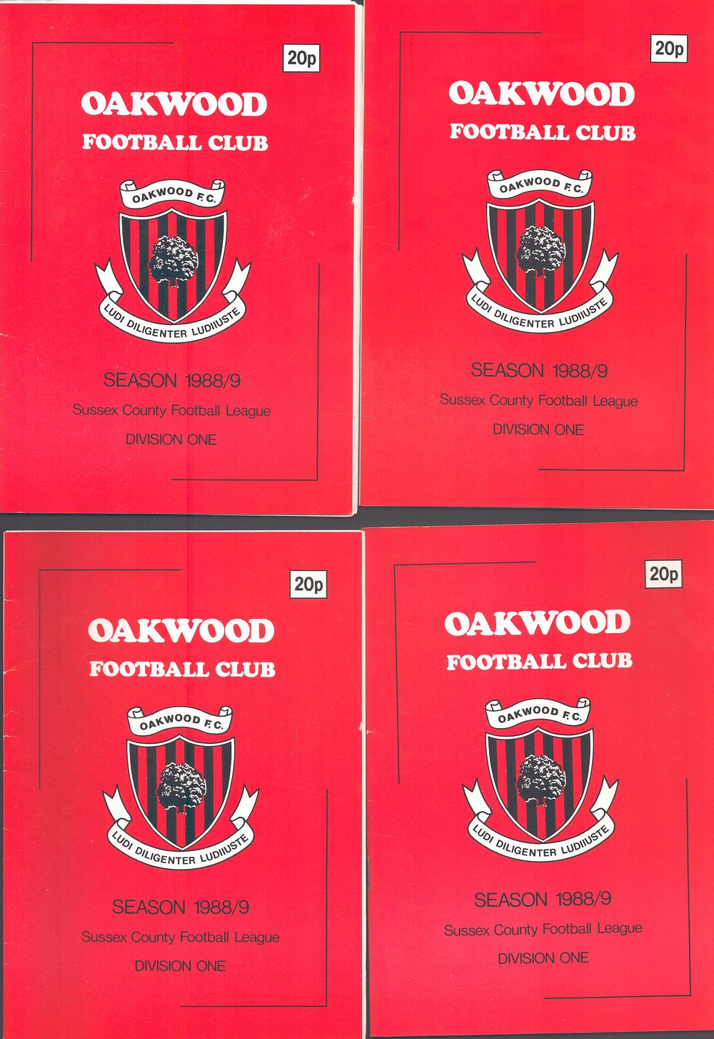 Lot 252: 4x Oakwood football club, season 1988/9, Sussex county...