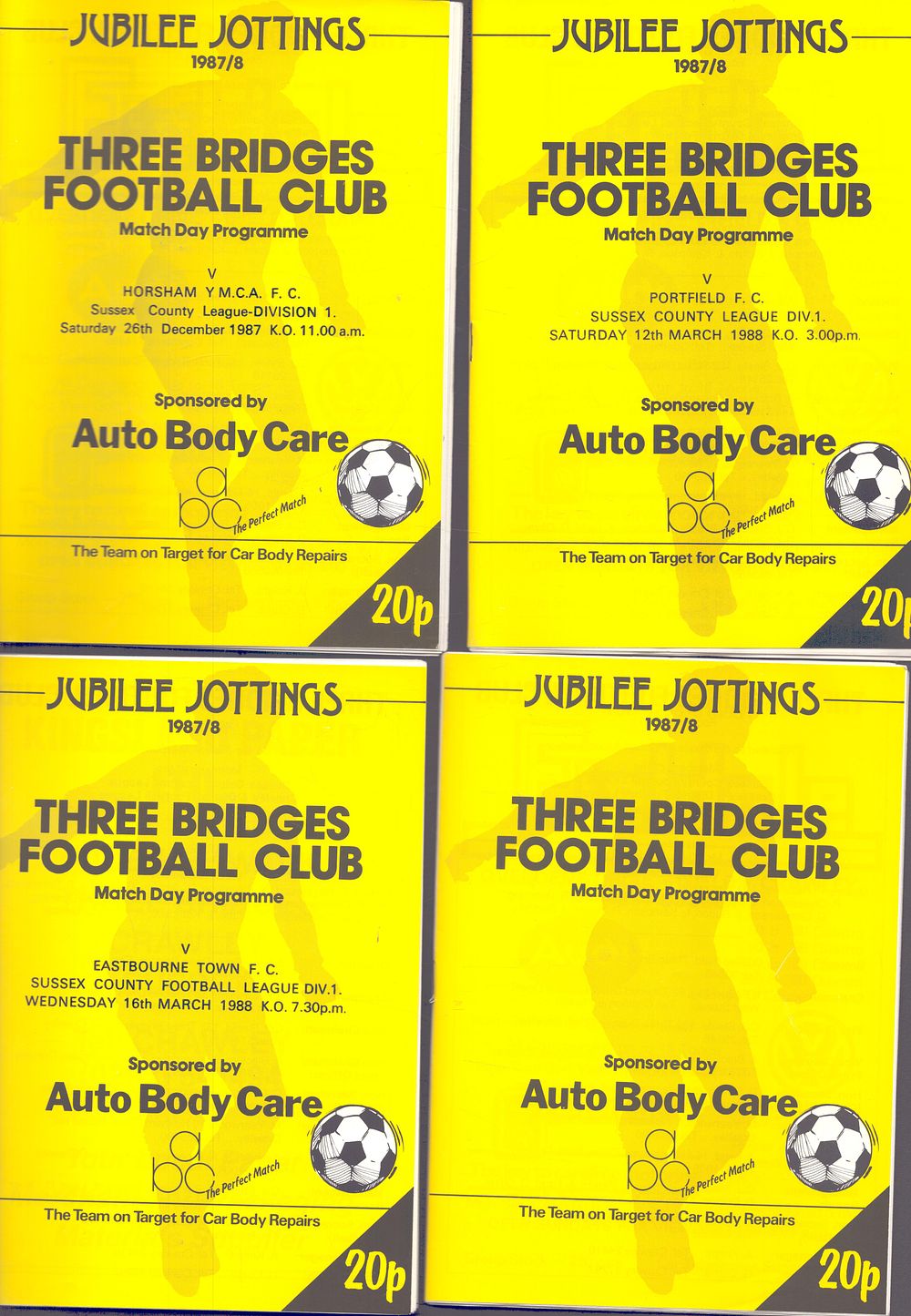 Lot 263: 4x Jubilee Jottings, Three Bridges Football club match...