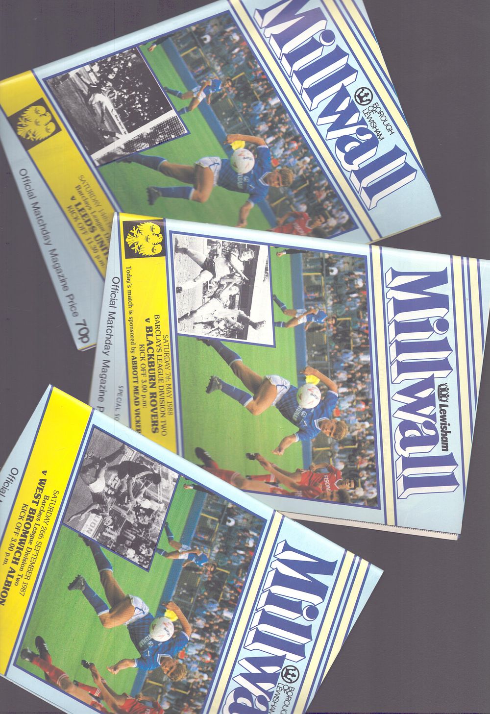Lot 273: 3x Millwall matchday magazine, v West Bromwich Albion...