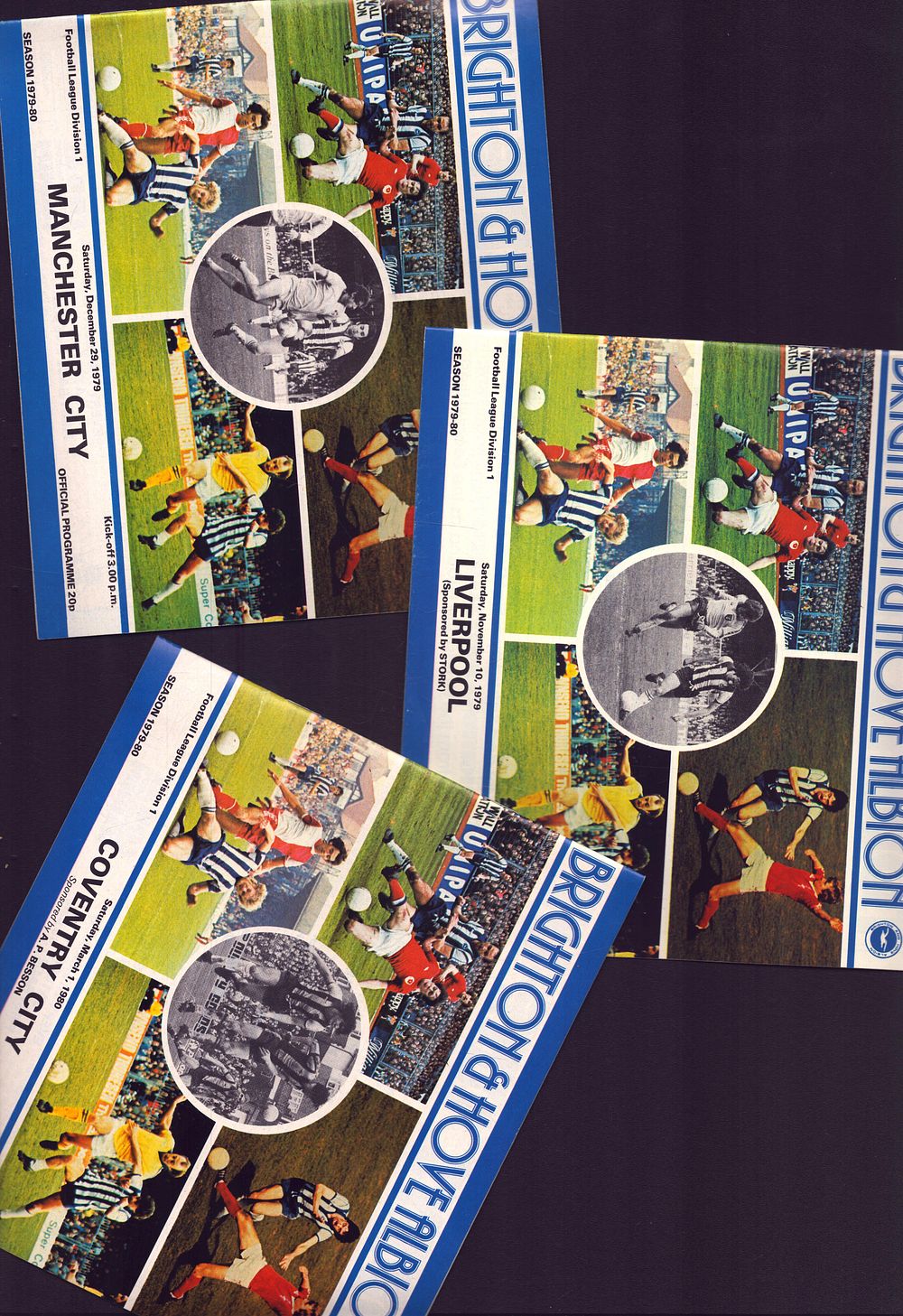 Lot 275: 3x Brighton and Hove Albion official programme, league...