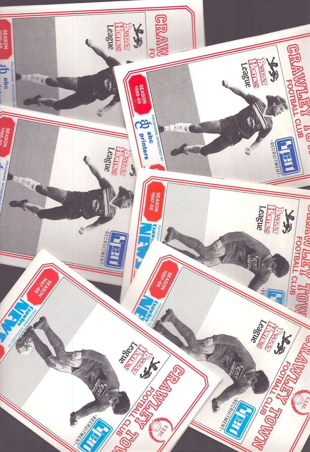 Lot 280: 6x Crawley town season 1987-88 official programme, v...