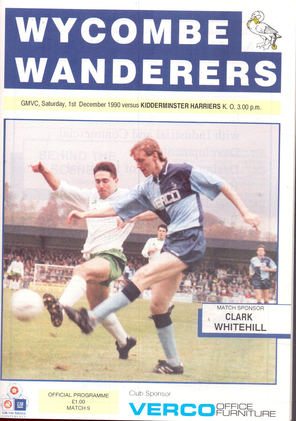 Lot 287: 1x Wycombe Wanderers official match programme, v Kidderminster...