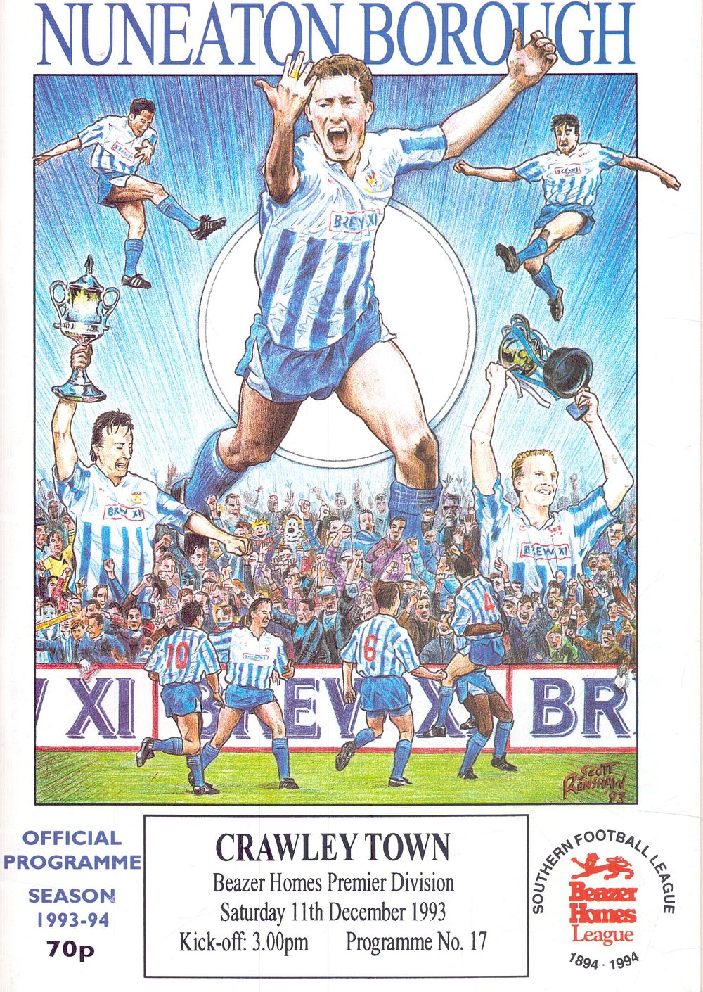 Lot 291: 1x Nuneaton Borough official programme season 1993-94, v...