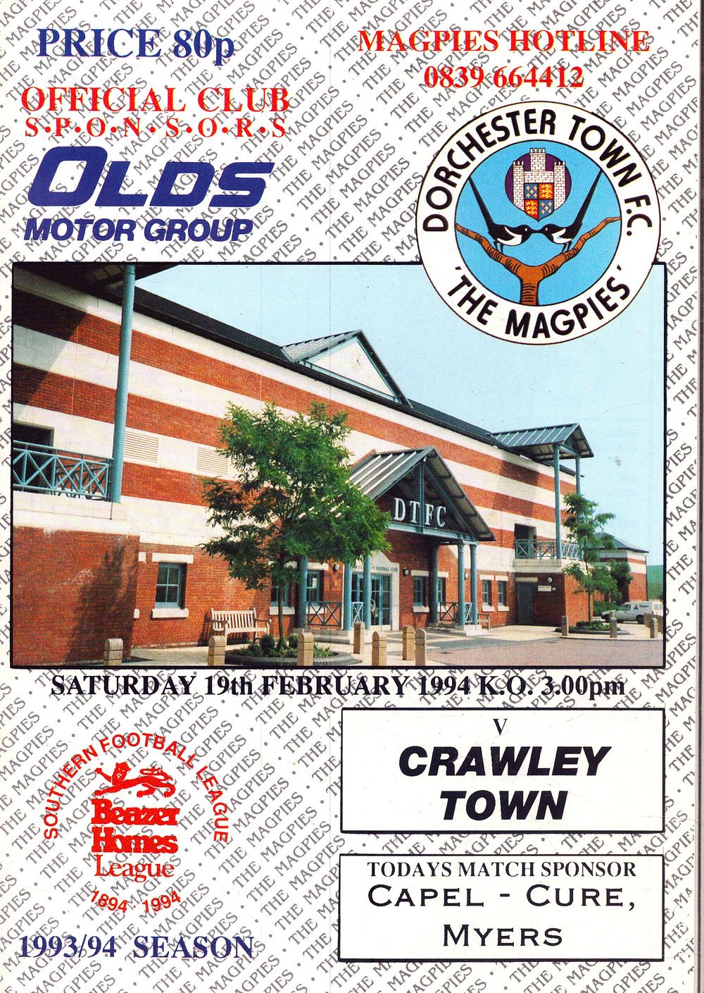 Lot 295: 1x Dorchester town, The Magpies, Southern football league,...
