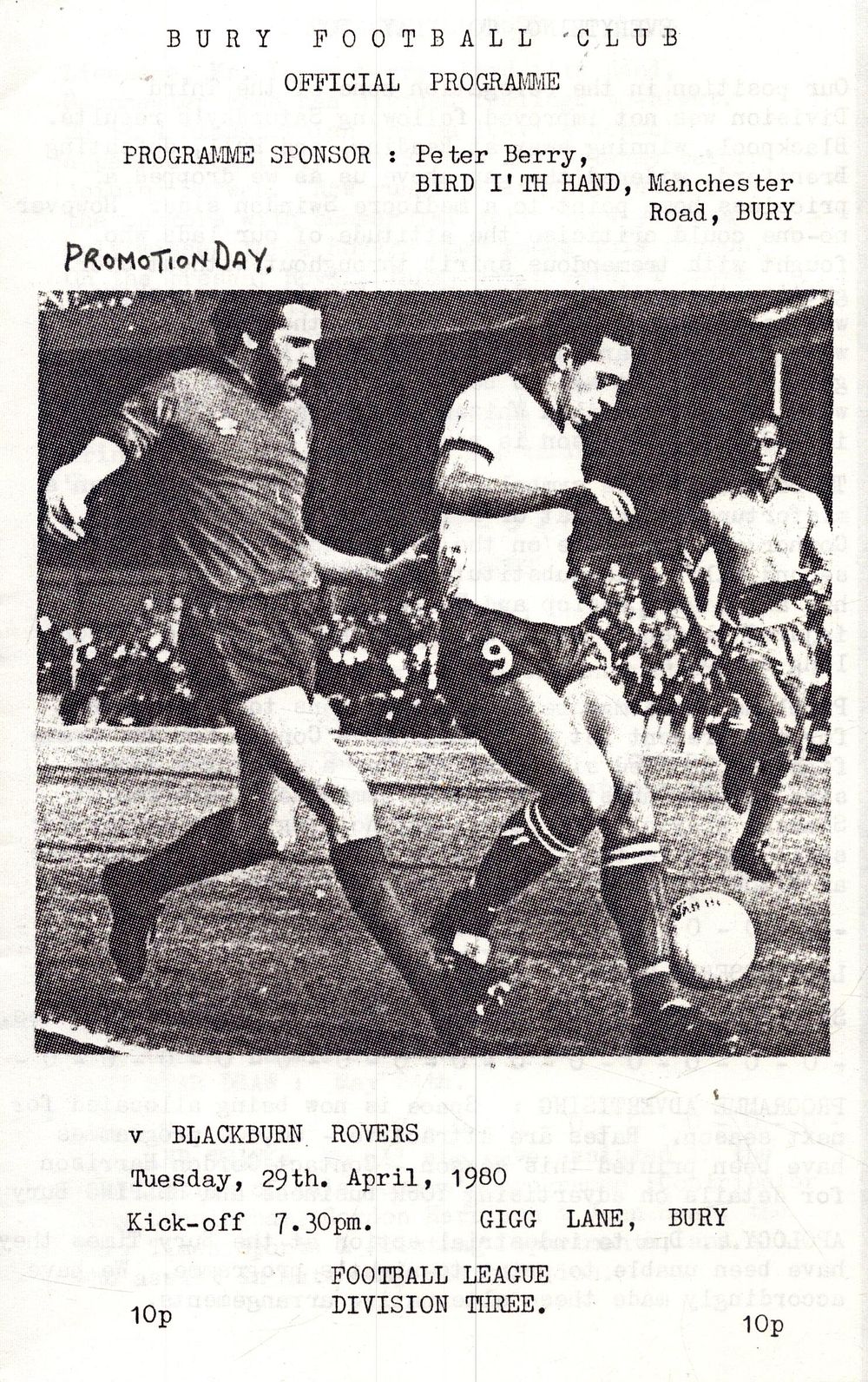 Lot 319: 1x Dury football club official programme, promotion day,...