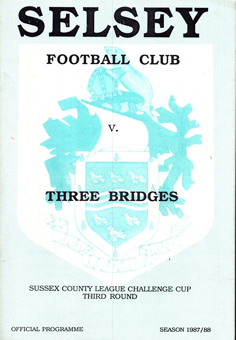 Lot 332: 1x Selsey football club, third round, season 1987/88,...