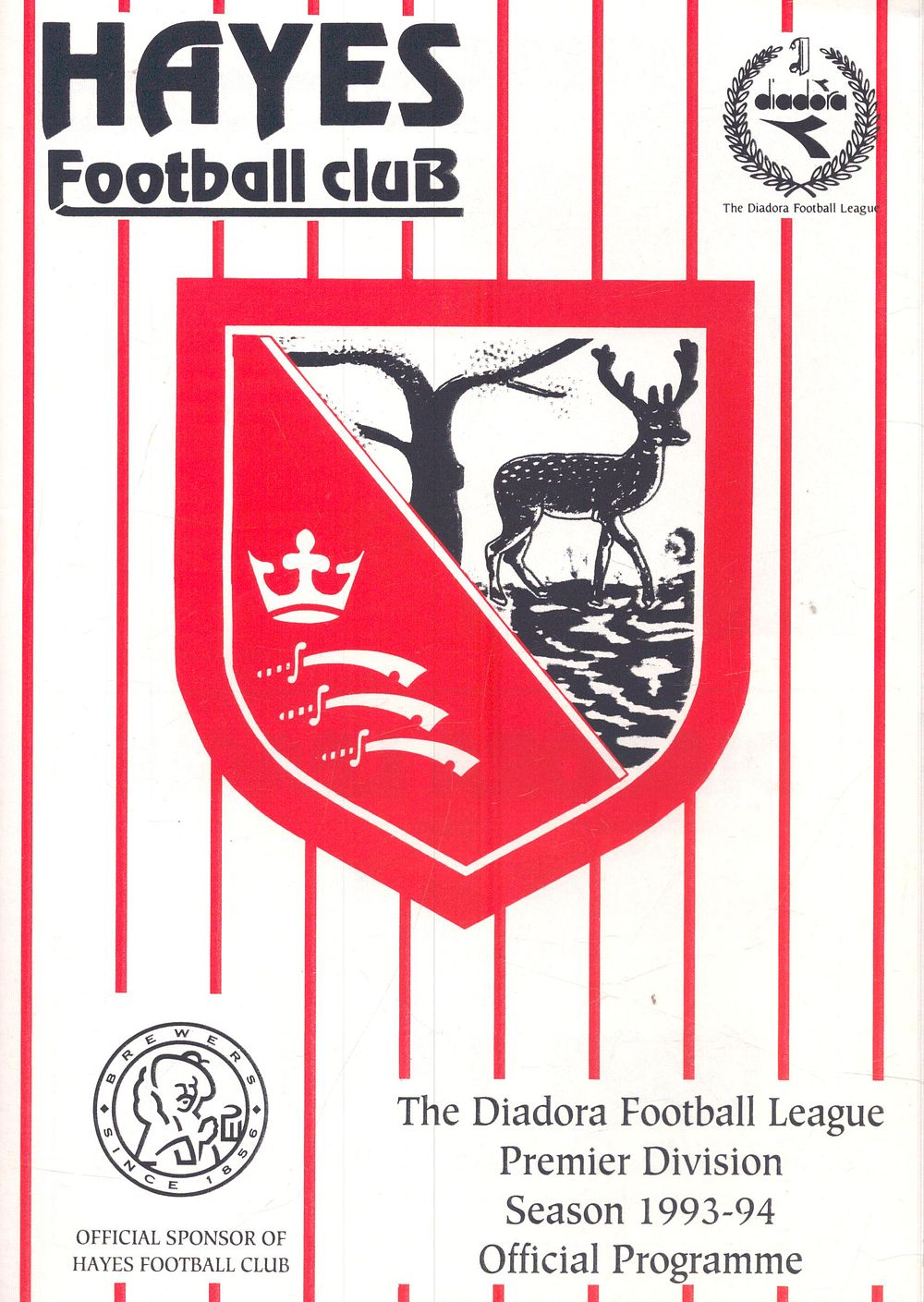 Lot 346: 1x Hayes Football club, Premier division season 1993-94,...