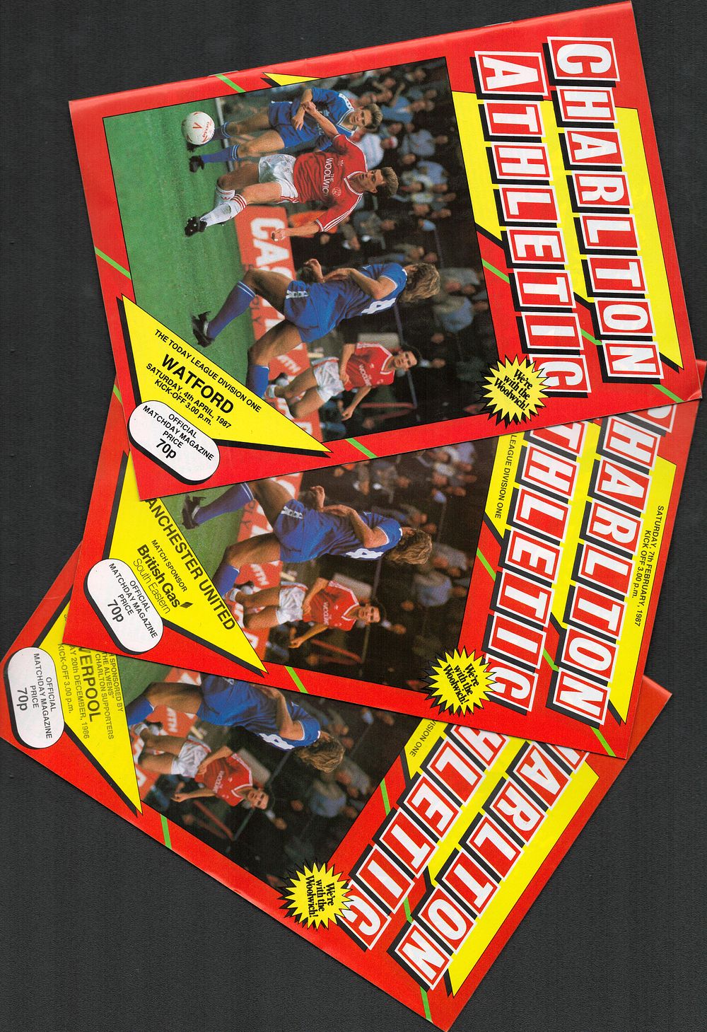 Lot 351: 3 x Charlton Athletic 1986-87 Football programmes, Vs...