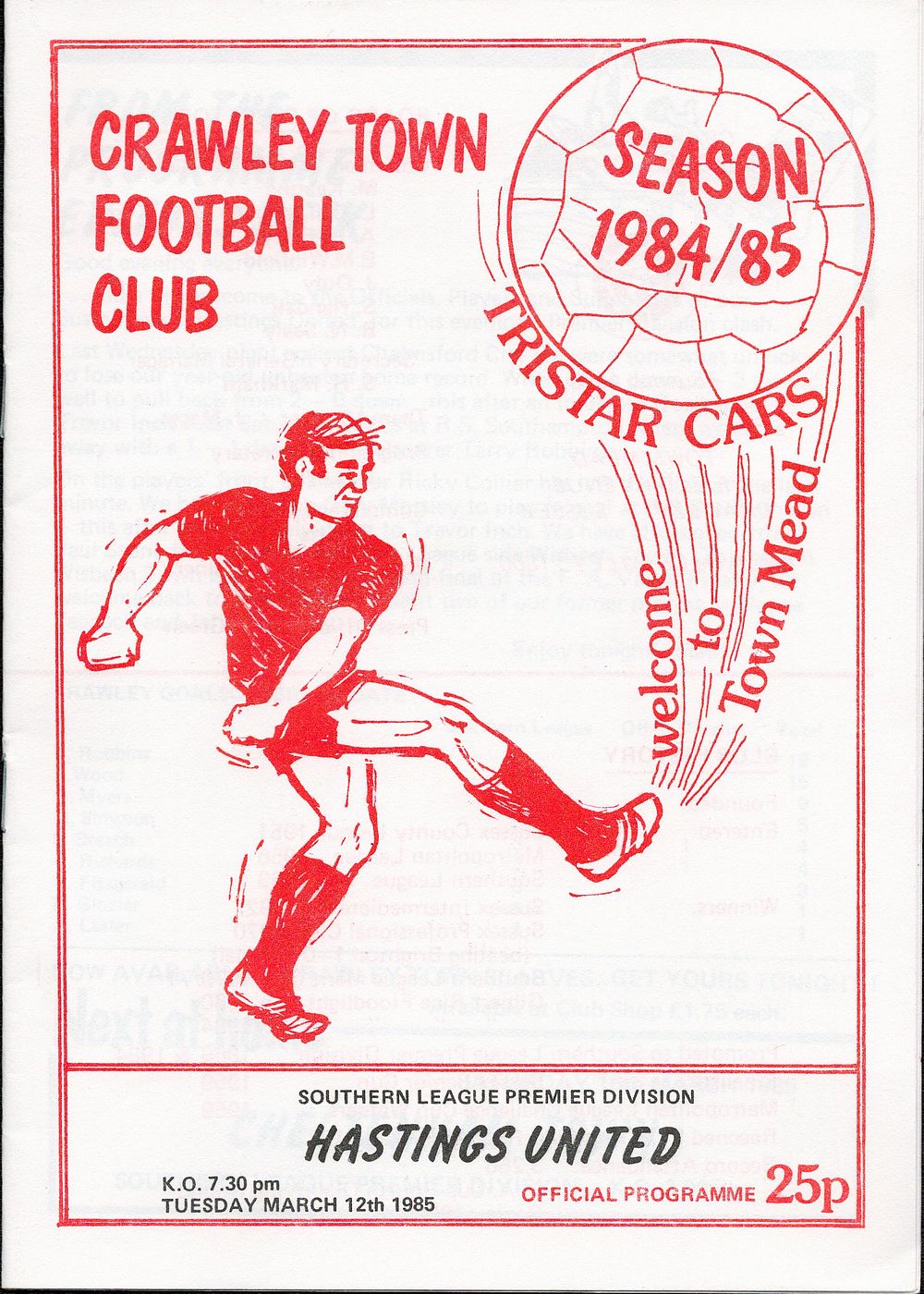 Lot 396: 1x Crawley Town F.C 1984/85 Football Programme v...