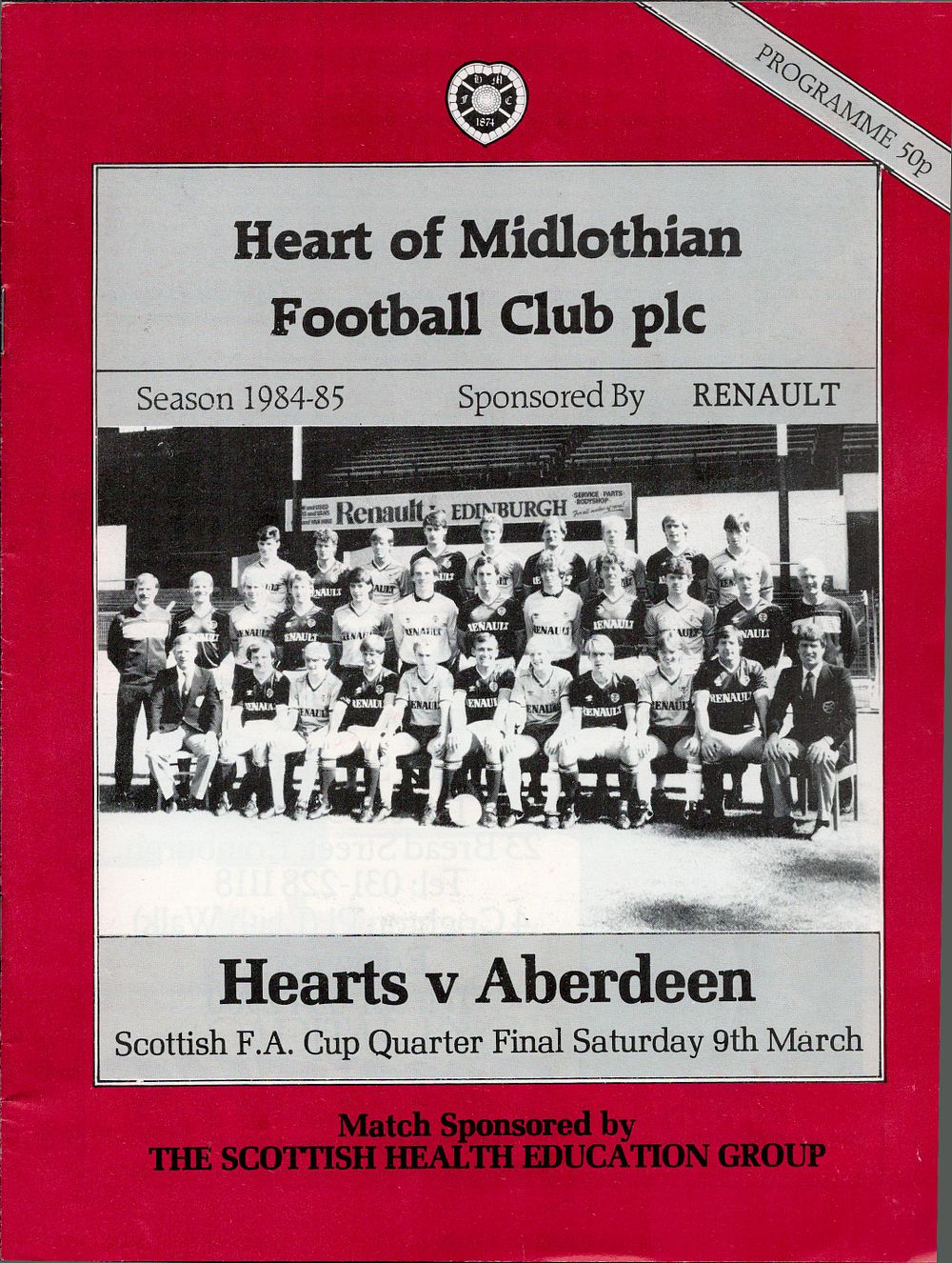 Lot 397: 1x Heart of Midlothian FC 1984/85 Football Programme...