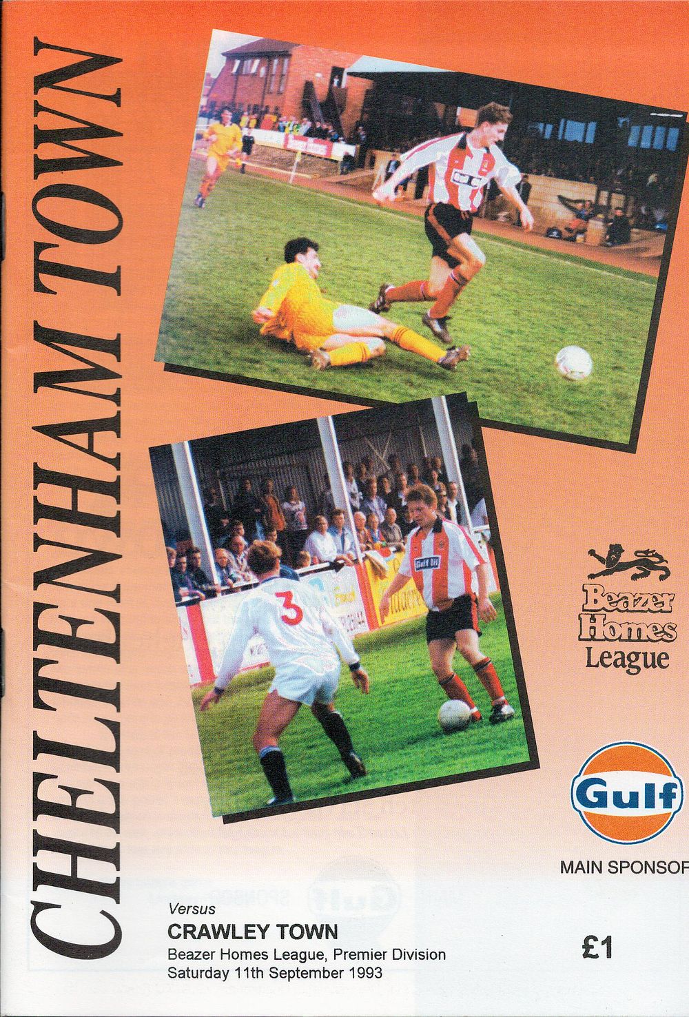 Lot 404: 1x Cheltenham Town 1993/94 Football Programme v Crawley...