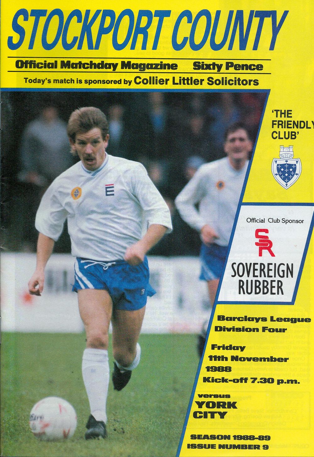 Lot 414: 1 x Stockport County 1988 Football Programme v...