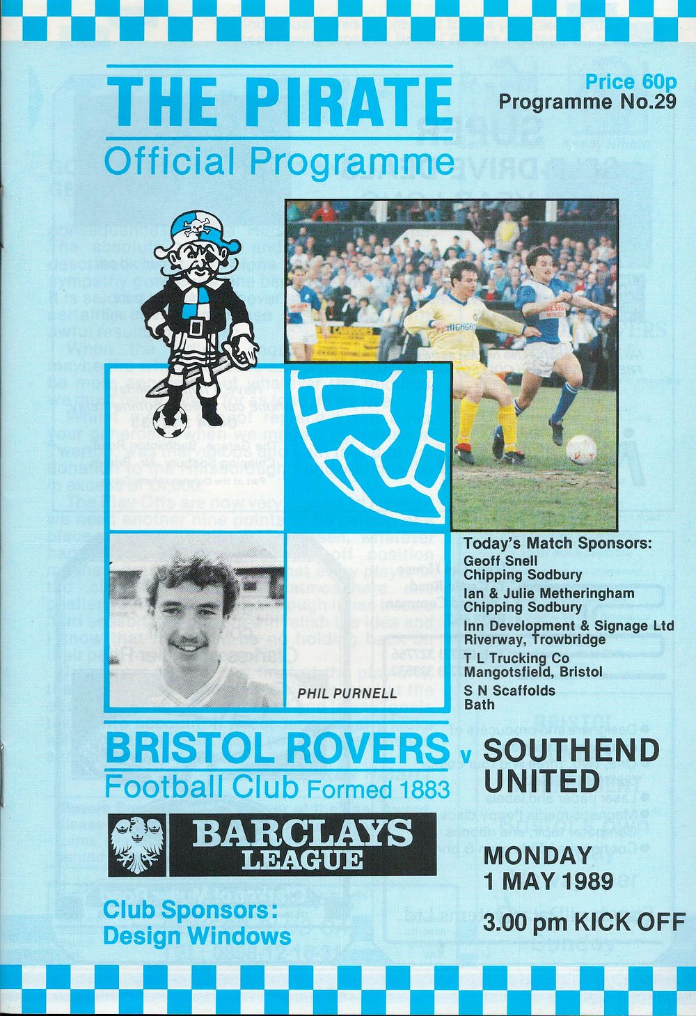 Lot 427: 1x Bristol Rovers 1989 Football Programme v Southend...