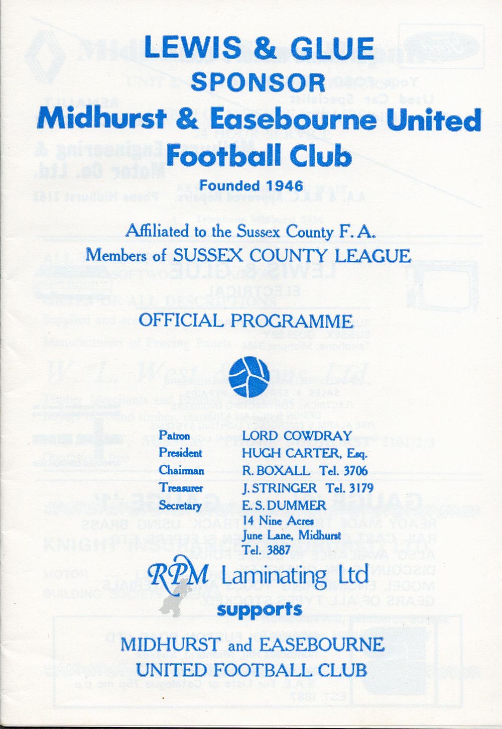 Lot 432: 1 x Midhurst Eastbourne 1985 Football Programme v...