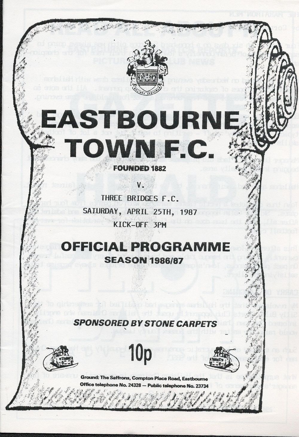 Lot 474: 1 x Eastbourne Town FC 1986/87 Football Programme...